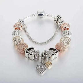 Bracelet Maille Serpent Pandora Moments + Charm Cœur